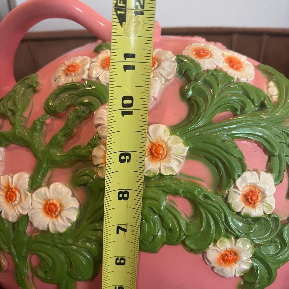 Large Vintage Piggy Bank 1970s Universal Statuary Co Collectable Floral - Picture 9 of 9